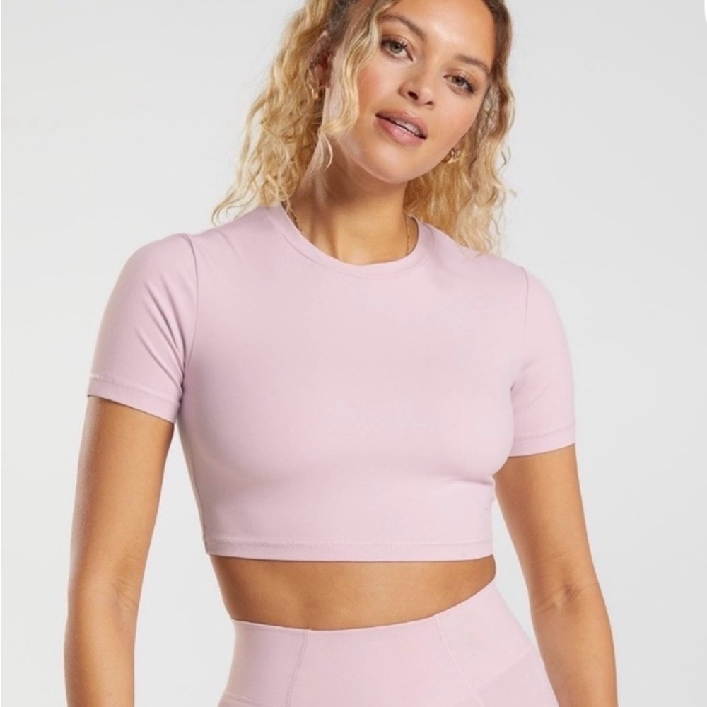 Gymshark Whitney Short Sleeve Crop Top - Pressed Petal Pink